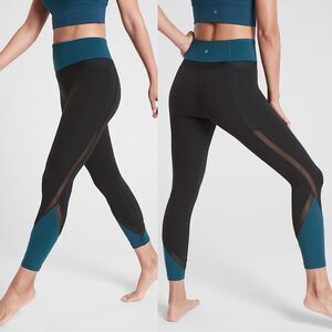 Athleta Elevation Powervita Teal 7/8 Leggings Size Small